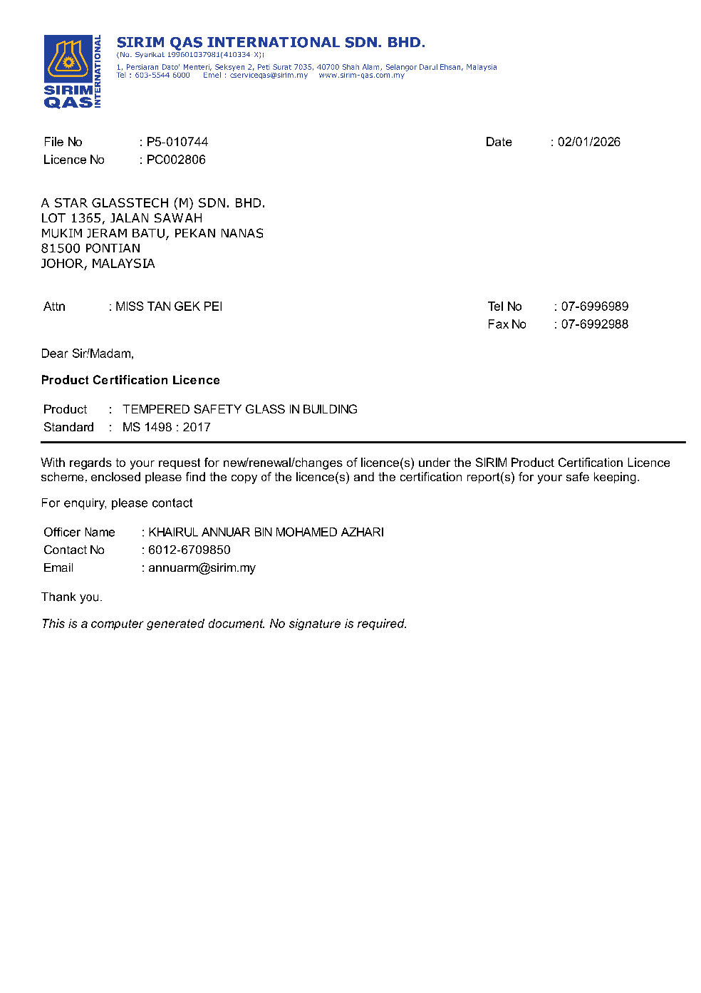 Certificate 6